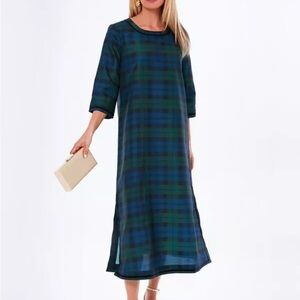Tuckernuck | NEW Jamie Velvet Trimmed Plaid Blackwatch Midi Dress Size XL